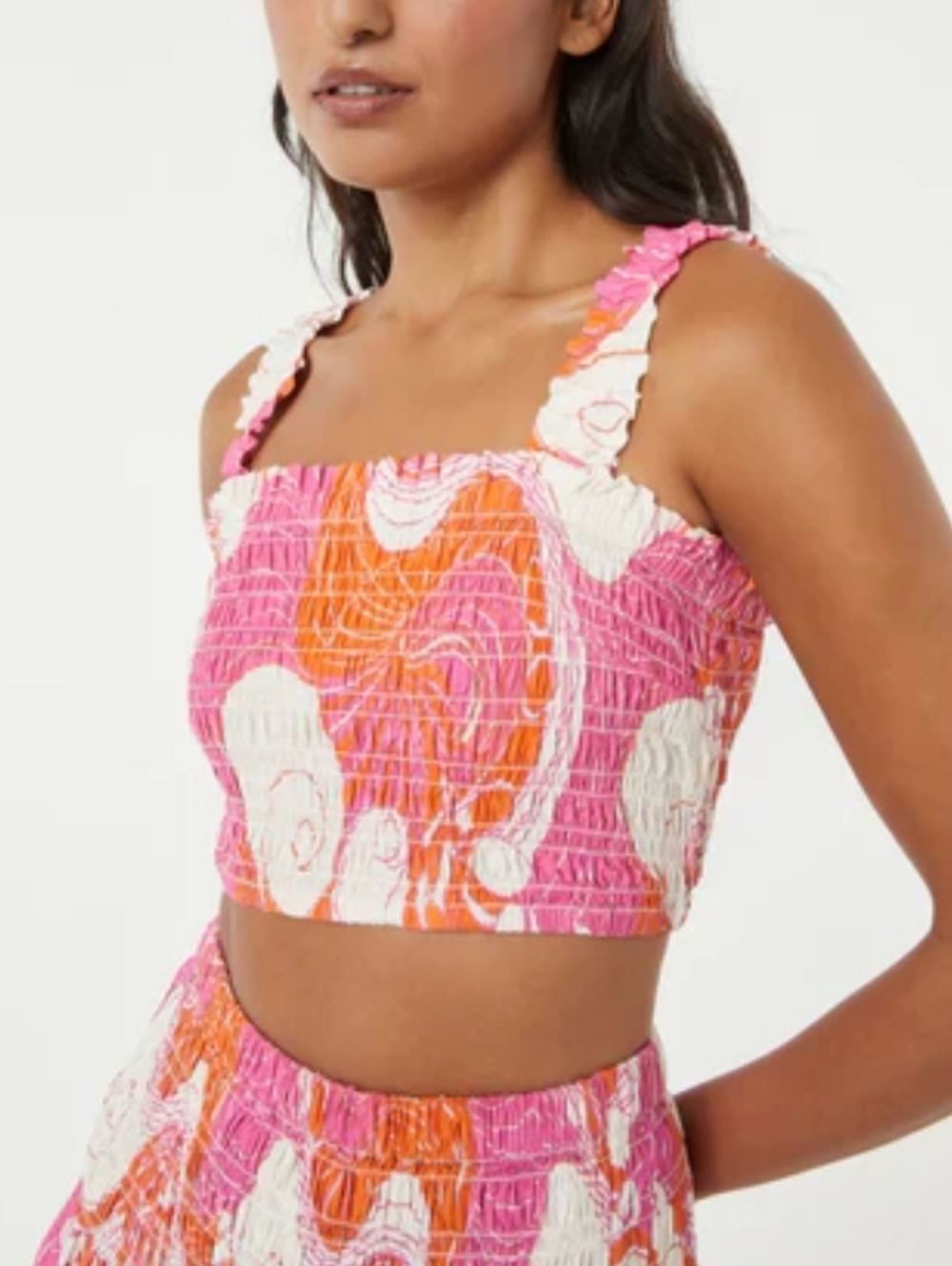 NWT new Rhode Tanya Top in the vibrant "Pink Deco Surf" print medium